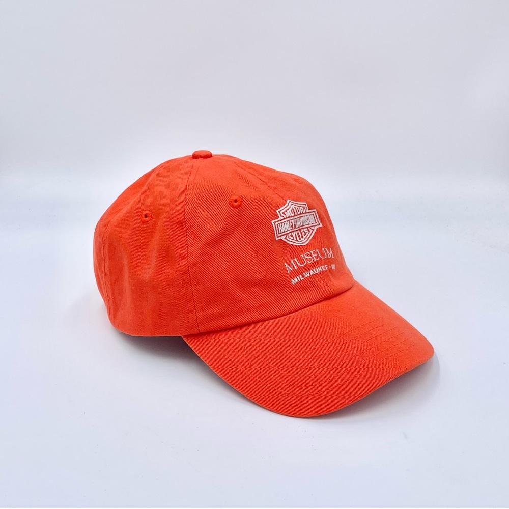 Harley-Davidson Museum Milwaukee, WI Orange StrapBack Hat Adult OSFM